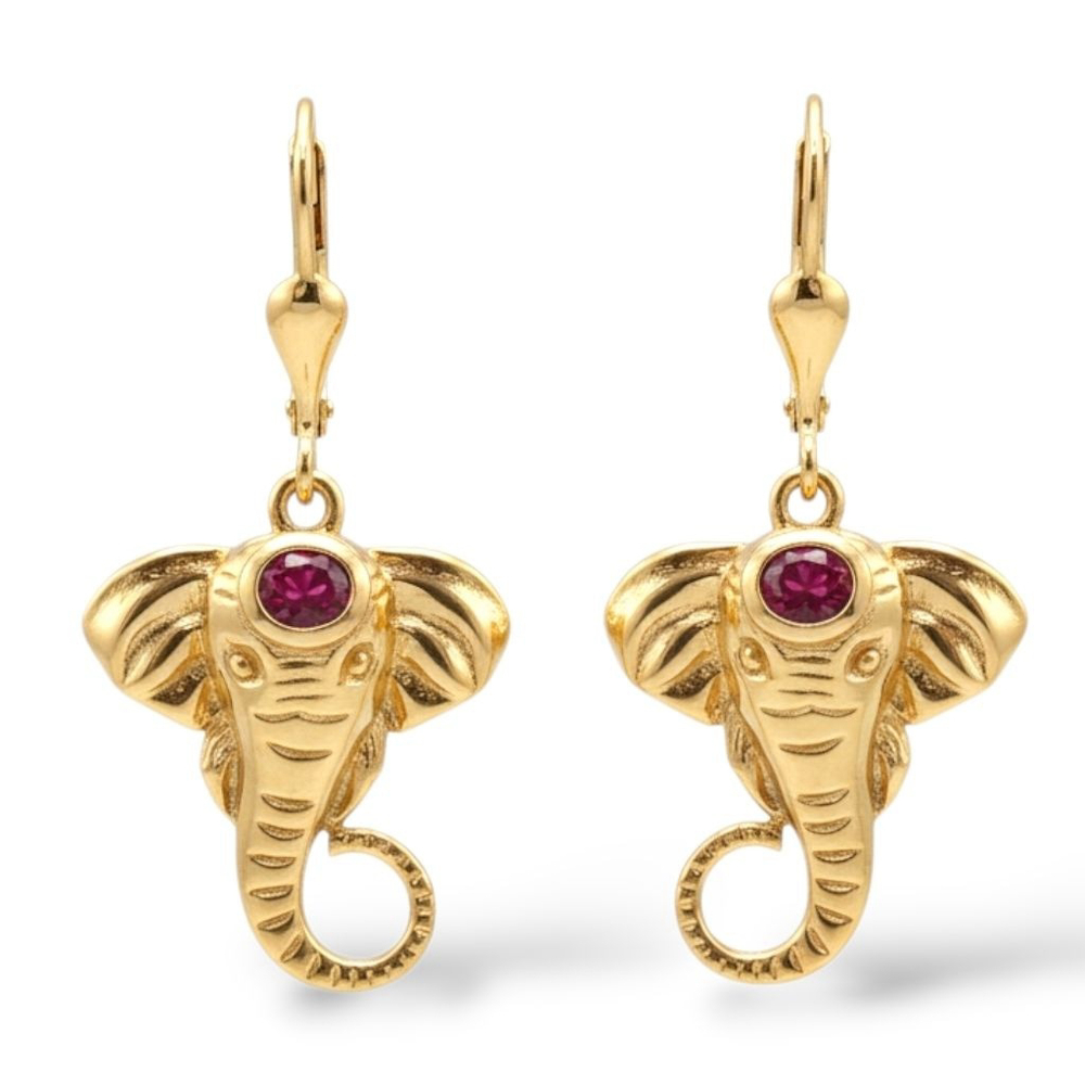 🔥African Ruby 0.55 ctw Lever Back Earrings 18K YG Vermeil